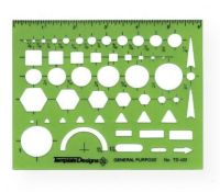 Alvin TD422 General Purpose Template; Contains circles, squares, hexagons, triangles, arrows, and rectangles; Size:  4.875" x 6.125" x .030"; Shipping Weight 0.06 lb; Shipping Dimensions 10.25 x 5.75 x 0.13 in; UPC 088354534358 (ALVINTD422 ALVIN-TD422 ALVIN/TD422 ARCHITECTURE ENGINEERING) 