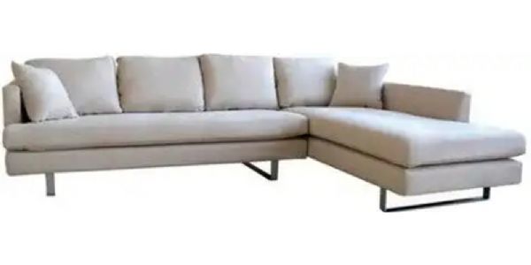 Wholesale Interiors TD7814-KF-08 Cream Micro Fiber Sectional Sofa with Pillows, Off-white microfiber upholstery, Medium firm foam padding on seat and back cushions for comfort, Removable back and seat cushions allow for easy cleaning, Sturdy solid hardwood frame ensures lasting durability, 108.25