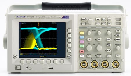 Tektronix TDS3012C Two Channel Color DPO Oscilloscope 100MHz; 100 MHz bandwidth with two channels; 1.25GS/s real-time sample rate on all channels; 10K standard record length on all channels; 3,600 wfms/s continuous waveform capture rate; Suite of advanced triggers; Front panel USB host port for easy storage and transfer of measurement data; 25 automatic measurements 