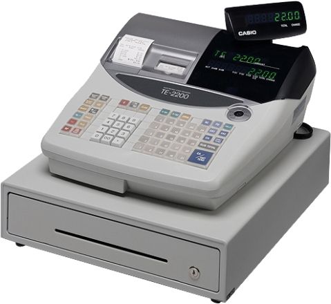 Casio TE-2200 Electronic Cash Register with Multi-Line Display, 2000 Number of Price Look-ups, 99 Number of Clerks and Departments, 5 Number of Bill and Coin Compartments, 10 Number of Tax Tables, Thermal Print Technology, 2 x RS-232 Serial Interfaces/Ports, 2 Number of Clerk Display Lines, 1 Number of Customer Display Lines, 8 Number of Customer Display Characters, 25 Number of Programmable Keys (TE-2200 TE 2200 TE2200)
