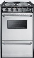 Summit TEM110BRWY Slide-in Electric Range in Slim 20" Width with Stainless Steel Doors and Black Porcelain Top, 2.5 cu.ft. Capacity, Stainless steel toe plate, Oven window, Professional stainless steel handles, Recessed oven door, Stainless steel manifold, Broiler pan included, Bottom drawer for cookware storage (TEM-110BRWY TEM 110BRWY TEM110-BRWY TEM110 BRWY) 