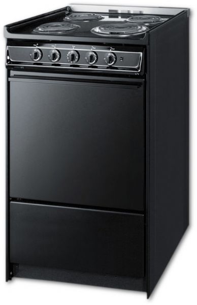 Summit TEM110CR Slide-In Electric Range In Black With Lower Storage Compartment, 20