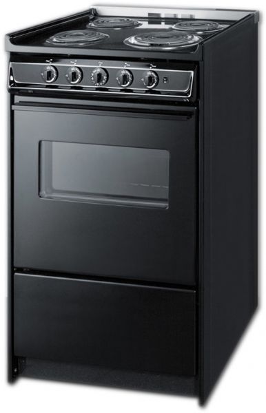 Summit TEM110CRW  Slide-In Electric Range In Black With Oven Window, Light, And Lower Storage Compartment, 20