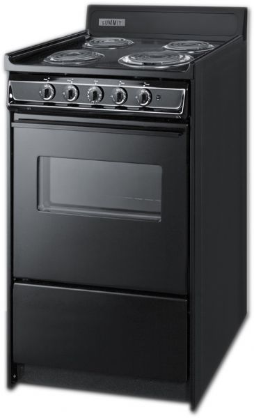 Summit TEM110CW Electric Range In Black With Oven Window, Interior Light, And Lower Storage Compartment, 20
