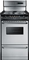 Summit TEM130BKWY, 20" Stainless Steel Electric Range with Deluxe 8" boiler guard, Finished black, Chrome handle, Stainless steel oven broiler door, Dimensions 44"×20"×24" (TEM130BKWY TEM130 TEM130BK) 