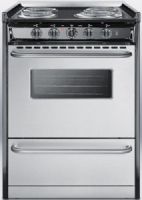 Summit TEM610BRWY Slide-in Electric Range in Slim 24" Width with Stainless Steel Doors and Black Porcelain Top, 2.9 cu.ft. Capacity, Stainless steel toe plate, Oven window, Professional stainless steel handles, Recessed oven door, Stainless steel manifold, Broiler pan included, Bottom drawer for cookware storage (TEM-610BRWY TEM 610BRWY TEM610-BRWY TEM610 BRWY) 