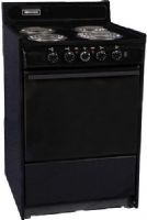 Brown TEM610C Freestanding 24" Electric Range with 2 Racks, Black, Three 6 1200W and One 8 2100W Coil Element Burners, 2000W Bake Element/2300W Broil Element Ovens, Porcelain Cooking Surface, Black porcelain control panel, ADA compliant up-front controls, Has 1 oven and 1 stove indicator light as well as built-in storage for pots and pans, Built-in storage, Four leveling legs (TEM-610C TEM 610C TEM610) 