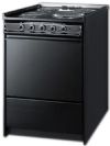 Summit TEM610CR Wide Slide-In Electric Range In Black With Lower Storage Compartment, 24"; 220V electric range, Cord not included; Porcelain construction, black porcelain removable oven top and door; Recessed oven door, smart design limits the depth and protects adjacent cabinets; Waist-high broiler, broiler is located inside the oven, making it easier to use; UPC 761101058221 (SUMMITTEM610CR SUMMIT TEM610CR SUMMIT-TEM610CR) 