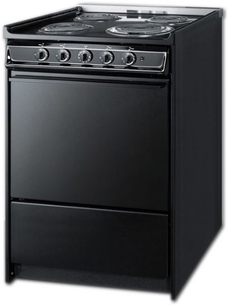 Summit TEM610CR Wide Slide-In Electric Range In Black With Lower Storage Compartment, 24