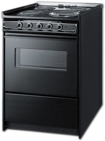 Summit TEM610CRW Slide-In Electric Range In Black With Oven Window, Light, And Lower Storage Compartment, 24
