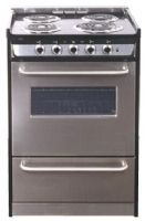 Summit TEM630R Electric Range, 24" with Manual Clean Oven & Drop-Down Storage Drawer, Stainless Steel, Body Color Black, Door Color: Wrapped stainless steel, Door Swing: Downward, Removable oven door, Porcelain oven, 36" × 24" × 24" Dimensions (TEM630 TEM630-R TEM63 761101008844) 