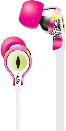 iLuv TEP102PNK Tatz Scarz Broken Heart Binaural Earphone, Pink, Lightweight and comfortable fully closed ear pieces, Ergonomic sound-isolating design, Precision Acoustic Engineering Renders Deep Rich Sound, Provides Superior Noise Isolation, Volume Control, Tangle-free, ultra-flexible, and convenient flat cable design (TEP-102PNK TEP 102PNK TEP102-PNK TEP102 PNK)
