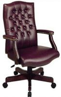 Office Star TEX232 Traditional Vinyl Executive Chair, Thickly padded back & seat for comfort, Padded armrests lined with brass tacks, Stately contoured button back, Pneumatic seat height adjustment,25" W x 19.25" D x 4.5" T Seat Size, 22" W x 27.25" H x 4" T Back Size, 22" Arms Max Inside, 29" Arms to Floor Min (TEX-232 TEX 232) 