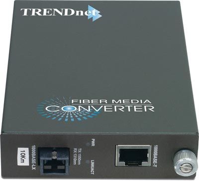 TRENDnet TFC-1000S10D5 Single Mode Fiber Converter 1000Base-T to WDM TX-1550, 10KM, Supports Full-Duplex and Auto-Negotiation Mode for Fiber Port, Single-Strand Fiber Optic, Hot Pluggable & Wall-Mountable (TFC1000S10D5  TFC 1000S10D5) 