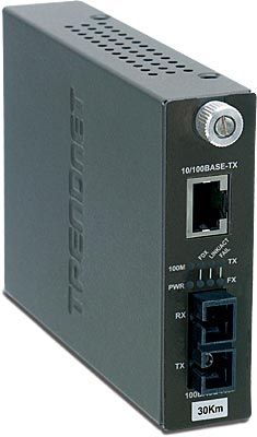 TRENDnet TFC-110S30i Intelligent 10/100Base-TX to 100Base-FX Fiber Converter, Compliant with IEEE 802.3 10Base-T and IEEE 802.3u 100Base-TX, 100Base-FX Standards, Support Link Loss Carry Forward, Link Pass Through, Support Link Loss Return for FX port, Single-Strand Fiber Optic, Hot Pluggable & Wall-Mountable (TFC110S30i TFC 110S30i TFC110S30i)