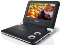 Coby TFDVD7009 Portable DVD/CD/MP3 Player, 7" widescreen TFT LCD, Display Resolution 480 x 234, NTSC/PAL Video System, DVD, DVD+/-R/RW, CD, CD-R/RW, JPEG, and MP3 compatible, Compact portable design with anti-skip circuitry, Dolby Digital decoding, AV outputs for use with home theater systems, UPC 716829907092 (TF-DVD7009 TF DVD7009 TFDVD 7009) 