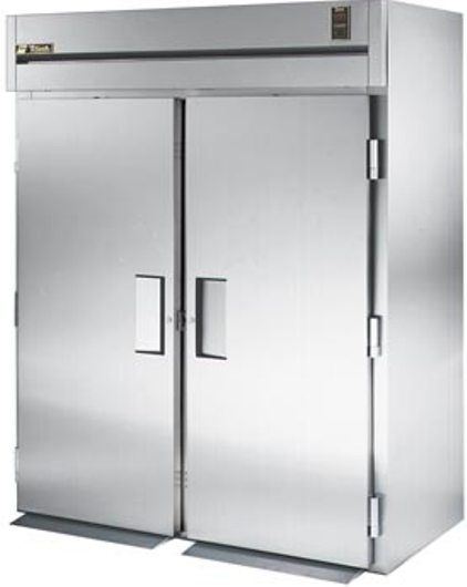 True TG2FRI-2S Roll-In Solid Door Freezer, Oversized, factory balanced, refrigeration system holds -10F -3.3C, 300 series stainless steel doors and front, Anodized quality aluminum exterior sides, back and bottom, 2 Doors, 75 Cu. Ft. Capacity, 11/5 HP, NSF approved, white aluminum interior sides and back liner (TG2FRI 2S TG2FRI2S)