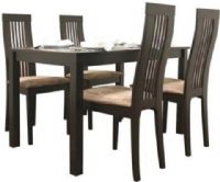 Wholesale Interiors TG-4572BRH-DW Farrington Dark Brown 5 Piece Modern Dining Set, 47.29"W x 29.5"D x 29.2"H Table, 17.7"W x 21.1"D x 39.4"H Chair, Contemporary dining set, 5 pieces - 1 table, 4 chairs, 2-piece frosted tempered glass tabletop inlay, Solid wood construction, Foam seat cushioning, Tan microfiber seats, UPC 847321001091 (TG4572BRHDW TG-4572BRH-DW TG 4572BRH DW) 