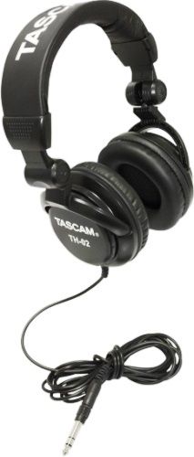 Tascam TH-02B Multi-Use Studio Grade Headphones, Black, Impedance 32 Ohms, Sensitivity 98 dB +/- 3dB, Frequency Response 18 Hz  22 kHz, 600 mW Max Input Power, Foldable Design for Easy Compact Transport, Closed-Back Dynamic Design with Clean Sound, Rich Bass Response and Crisp Highs, UPC 043774030071 (TH02B TH 02B TH-02)