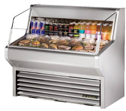True THAC-48-S Horizontal Air Curtain Refrigerated Merchandiser, 5 Shelves, 48 1/8 in - 1223 mm Large, 30 1/8 in - 766 mm Depth, 67 1/8 in - 1705 mm Height, 3/8 HP, 115/60/1 Voltage, 10.4 Amps, 5-15P NEMA Config, 6.5 ft / 1.98 m Cord Length, 385 lb / 175 Kg Crated Weight,  (THAC48S THAC-48-S TH-AC48S)