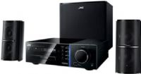 JVC TH-F3 DVD-Audio/Video Front Surround Theater System, 350W RMS Total Power, Frequency Range 80Hz - 20kHz, Sound Pressure Level 80dB/W.m, HDMI Output with 1080p Up-Conversion, Connection for iPod and USB Host, Dolby Digital/DTS/Dolby Pro Logic II Decoders, Video D/A Converter 12-bit/108MHz, Audio D/A Converter 192kHz/24-bit, UPC 046838033278 (THF3 TH F3) 