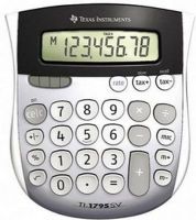 Texas Instruments TI-1795 SV Mini-Desktop Calculator, Well-spaced keyboard with large, contoured keys for easy operation, Change sign (+/-) key simplifies entry of negative numbers, Square root key is useful for schoolwork, Solar and battery powered to work anywhere, Angled display for easy viewing (TI1795SV TI-1795-SV TI-1795SV TI1795-SV TI1795 TI 1795) 