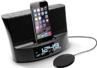 iLuv TIMESHAKERABLK TimeShaker Dual Alarm Clock Lightning Dock Speaker with Pillow Shaker, Black; For Apple Lightning-pin devices, including iPhone 6, iPhone 6 Plus, iPhone 5/5s/5c, iPod touch 5th gen., iPod nano 7th gen; Dual alarm feature allows you to set two separate alarms; Large, easy-to-read LCD display with 10-level dimmer; UPC Code 639247042414 (TIME-SHAKERA-BLK TIME SHAKERABLK TIMESHAKERA) 