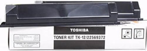 Toshiba TK12 Black Toner Cartridge Kit (2-Pack) for use with TF501, TF505, TF601 and TF605 Fax Machines, 1860 page yield at 5% coverage, New Genuine Original OEM Toshiba Brand, UPC 811561001388 (TK-12 TK 12)