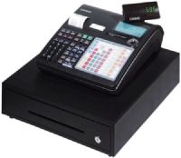 Casio TK-1550 Mid Line Thermal Cash Register, Integrated Electronic Payment Interface, Compact & Sleek cabinet design, 72 flat department keys/27 raised key, 3 menu levels, Clerks (50), Operator LCD display with 2 line Alpha/1 line numeric, Dual station thermal printer (58mm) with drop & load paper loading (TK1550 TK 1550) 