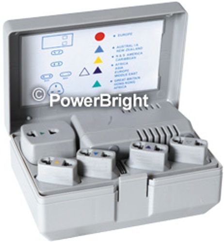 PowerBright TK1650 Travel Converter 50-1600 Watt, Dual voltage converter (50 or 1600 watts) and 5 adapters for electric outlets world-wide, Can be used with small electronic devices rated under 50W or can be used with small heating devices rated at 1600W (TK-1650 TK 1650)