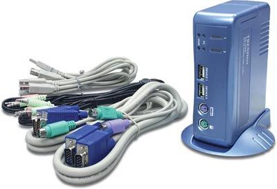 TRENDnet TK-210K Two-port USB Hub and PS/2 KVM Switch with Audio and 2 KVM Cables (TK 210K, TK210K, TK-210, TK210, Trendware)