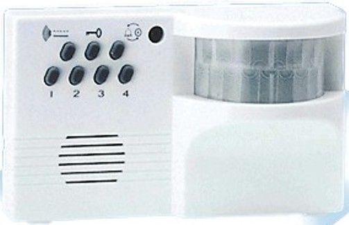 EOS TK-41 Smart PIR Mini Alarm, Entry Chime and Alarm, 10 meter range with 130 degrees detection angle, Low Battery Indicator, Instrusion warning, Programmable Code, 10 seconds exit delay, 9V Battery Operation, 45 seconds siren duration, Reliable passive infra-red detection (TK 41 TK41 EOSTK41)