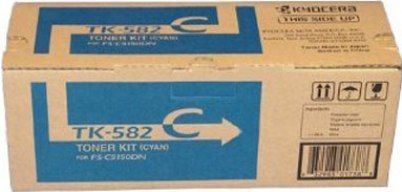 Kyocera TK-582C Cyan Toner Cartridge for use with Kyocera FS-C5150DN Printer, Up to 2800 pages at 5% coverage, New Genuine Original OEM Kyocera Brand, UPC 632983017388 (TK582C TK 582C TK-582) 