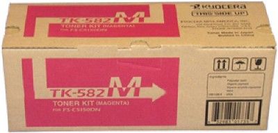 Kyocera TK-582M Magenta Toner Cartridge for use with Kyocera FS-C5150DN Printer, Up to 2800 pages at 5% coverage, New Genuine Original OEM Kyocera Brand, UPC 632983017357 (TK582M TK 582M TK-582) 