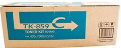 Kyocera TK-859C Cyan Toner Cartridge for use with Kyocera TASKalfa 400ci, 500ci and 552ci Printers, Up to 18000 pages at 5% coverage, New Genuine Original OEM Kyocera Brand, UPC 632983013564 (TK859C TK 859C TK-859) 