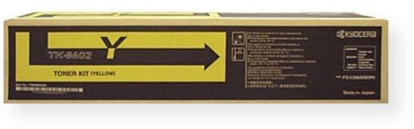 Kyocera TK-8602Y Yellow Toner Cartridge for use with Kyocera FS-C8650DN Printer, Up to 20000 pages at 5% coverage, New Genuine Original OEM Kyocera Brand, UPC 632983027257 (TK8602Y TK 8602Y TK-8602) 