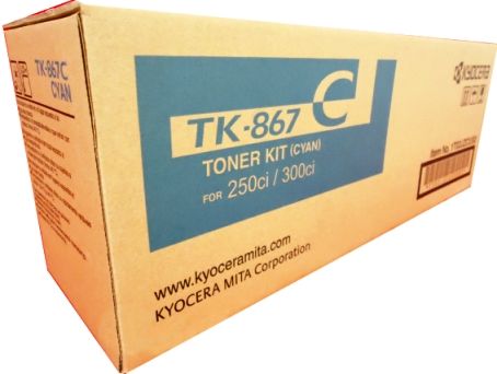 Kyocera TK-867C Cyan Toner Cartridge for use with TASKalfa 250ci and 300ci Color Multifunctional Systems, Up to 12000 pages yield at 5% Coverage, New Genuine Original OEM Kyocera Brand, UPC 632983013076 (TK867C TK 867C TK-867) 