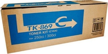 Kyocera TK-869C Cyan Toner Cartridge for use with Kyocera TASKalfa 250ci and 300ci Printers, Up to 12000 pages at 5% coverage, New Genuine Original OEM Kyocera Brand, UPC 632983013649 (TK869C TK 869C TK-869) 