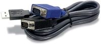 TRENDnet TK-CU06 Six-Feet USB KVM Cable for TK-803R/1603R Switches, VGA/SVGA HDB 15-pin Male to Male Monitor, USB 1.1 Type A Keyboard/Mouse, Black Color (TK CU06 TKCU06 TK-CU06) 