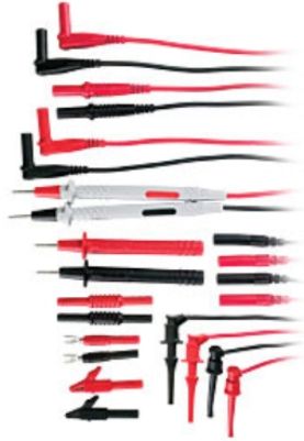 Extech TL841 Test Lead Kit, 16-piece kit with multiple test lead tip configuration, Test Lead Set with Straight Probes, CAT III-1000V, 16A, Alligator Clip Set, 5A, CAT III-300V, TL743 Slim Reach Test Probe Set, Spade Lugs, 0.16