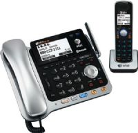 AT&T TL86109 Two-line Connect to Cell Corded/Cordless Answering System with Caller ID/Call waiting, Expandable up to 12 handsets, High-contrast backlit LCD and lighted keypad, Cordless and corded handsets, Line power mode, DECT 6.0 digital technology, Large tilt backlit base display, Intercom between handsets and base unit, UPC 650530018732 (TL-86109 TL 86109) 