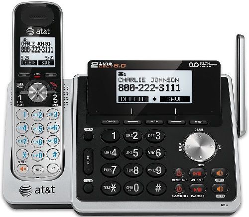 AT&T TL88102 Two-line Answering System with Dual Caller ID/Call Waiting, DECT 6.0 digital technology, Intercom between handsets and base unit, Unsurpassed range, Handset and base speakerphones, Expandable up to 12 handsets, High-contrast backlit LCD and lighted keypad, Conference between an outside line and up to 4 cordless handsets, UPC 650530024733 (TL-88102 TL 88102)