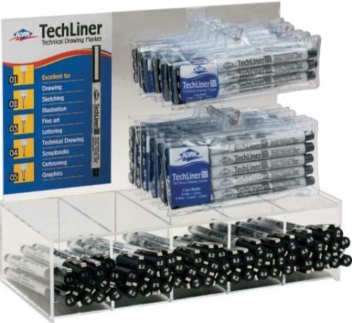 Alvin TLP5D TechLiner Marker Display; Contents Assorted markers and sets; Dimensions 6
