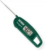  Extech TM55 Pocket Fold Up Food Thermometer; NSF Certified; Measures from -40 to 482 Fahrenheit or from -40 to 250 Celsius; NSF certified 2.4" stainless steel probe for measuring liquids, pastes and semi solid food; Fast response time at less than 5 seconds in moving liquid; Large LCD display with 0.1 degree resolution; Basic accuracy of more or less than 1 Fahrenheit or 0.5 Celsius; UPC 793950420553 (TM55 TM-55 POCKET-TM55 THERMOMETER-TM55 EXTECH-TM55 EXTECHTM55) 