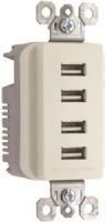 On-Q TM8USB4WCC6 Quad USB Charger, White, Includes 4 USB type A charging ports, 4.2A total charging capacity, Simultaneously charges up to 4 mobile devices, Compatible with USB 2.0 & 3.0 devices, Slim 1.3" depth fits in any box, Back and side wire terminals for installation flexibility, Accepts standard Pass & Seymour Wall Plates, Dimensions (DxWxH) 1.33" x 1.693" x 3.281", UPC 785007028744 (TM8-USB4LACC6 TM8USB4-LACC6 TM8-USB4-LACC6) 