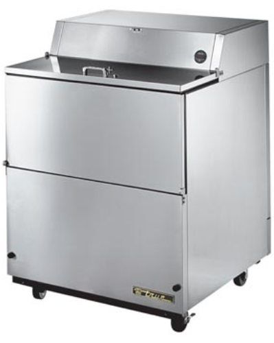 True TMC-34-S Mobile Milk Cooler, forced-air, 8 crates, drop front/hold-open flip-up top, holds 32-38 F, stainless exterior, white aluminum interior, int'r w/300 s/s floor (TMC34S TMC-34S TMC34-S TMC-34)