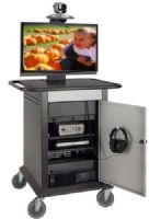 AVTEQ TMP-600 Telemedicine Carts, Accommodates one display up to 42”, Front and rear adjustable -depth 19” rack mount bracket, Anti-microbial powder coated finish, Two standard adjustable shelves with ventilation, 6" Institutional grade casters, 2 with brakes, Integrated adjustable height v/c camera platform, Easy rollabout design, Integrated universal screen mount system (TMP-600 TMP600 TMP 600) 