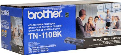 Brother TN-110BK Toner cartridge, Laser Print Technology, Black Print Color, 1500 Pages Duty Cycle, 5% Print Coverage, Genuine Brand New Original Brother OEM Brand, For use with Brother Printers HL-4040CN, HL-4070CDW and MFC-9440CN (TN-110BK TN 110BK TN110BK)