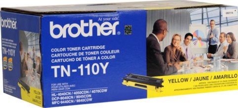 Brother TN-110Y Toner cartridge, Laser Print Technology, Yellow Print Color, 1500 Pages Duty Cycle, 5% Print Coverage, Genuine Brand New Original Brother OEM Brand, For use with Brother Printers HL-4040CN, HL-4070CDW and MFC-9440CN (TN-110Y TN 110Y TN110Y)