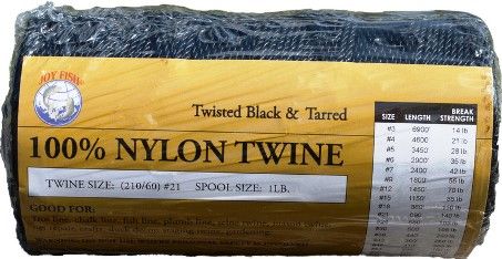 Lee Fisher TNBB-18 Black & Tarred Braided Nylon Twine, 18 Size, 115 lb Break Strength, 950 Length, 1 lb. Spool Size, Uses special resin coated treatment for weather resistance, Excellent for trolling fishing line, net repair and other applications, UPC 780980630182 (TNBB18 TNBB 18 TNB-B18 TN-BB18)